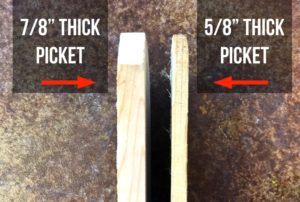 Most common cedar picket thickness used on residential fence installation in Oklahoma.