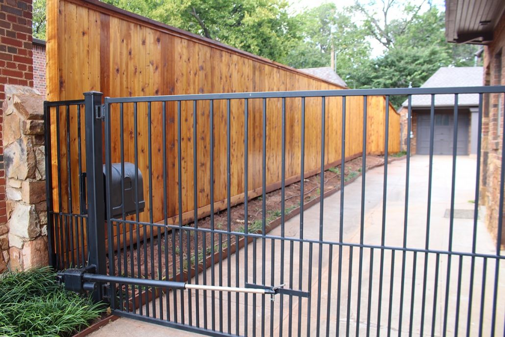 Residential automated gates installed in Oklahoma by Fence OKC.