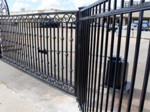Custom gate with access control system installed by Fence OKC.
