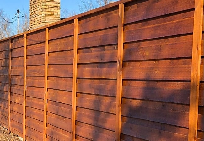 Board on board horizontal cedar fence installed in Oklahoma by Fence OKC.