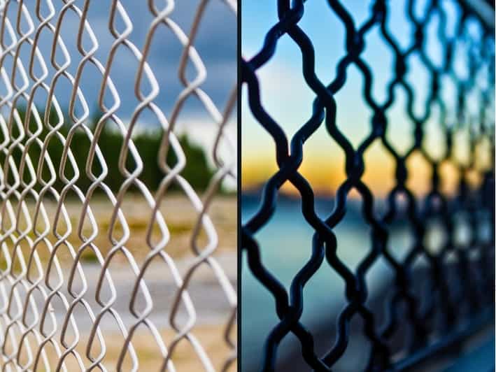 Standard vs. Coated Chain Link Fencing comparison showing different benefits.