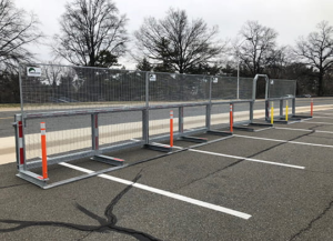 Clients can choose to add 10 foot by 6 foot anti-pedestrian fencing panels if pedestrian control is necessary.